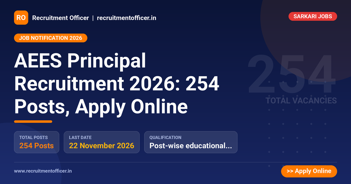 AEES Principal Recruitment 2026: 254 Posts, Apply Online - NRAI nrai.in