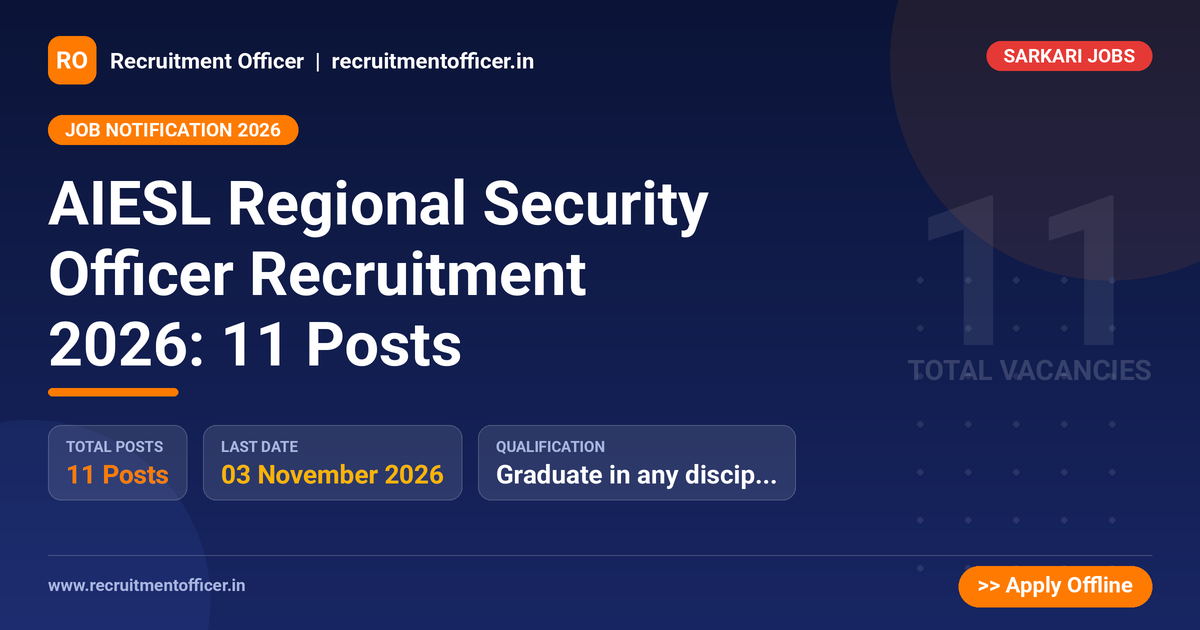 AIESL Regional Security Officer Recruitment 2026: 11 Posts - NRAI nrai.in