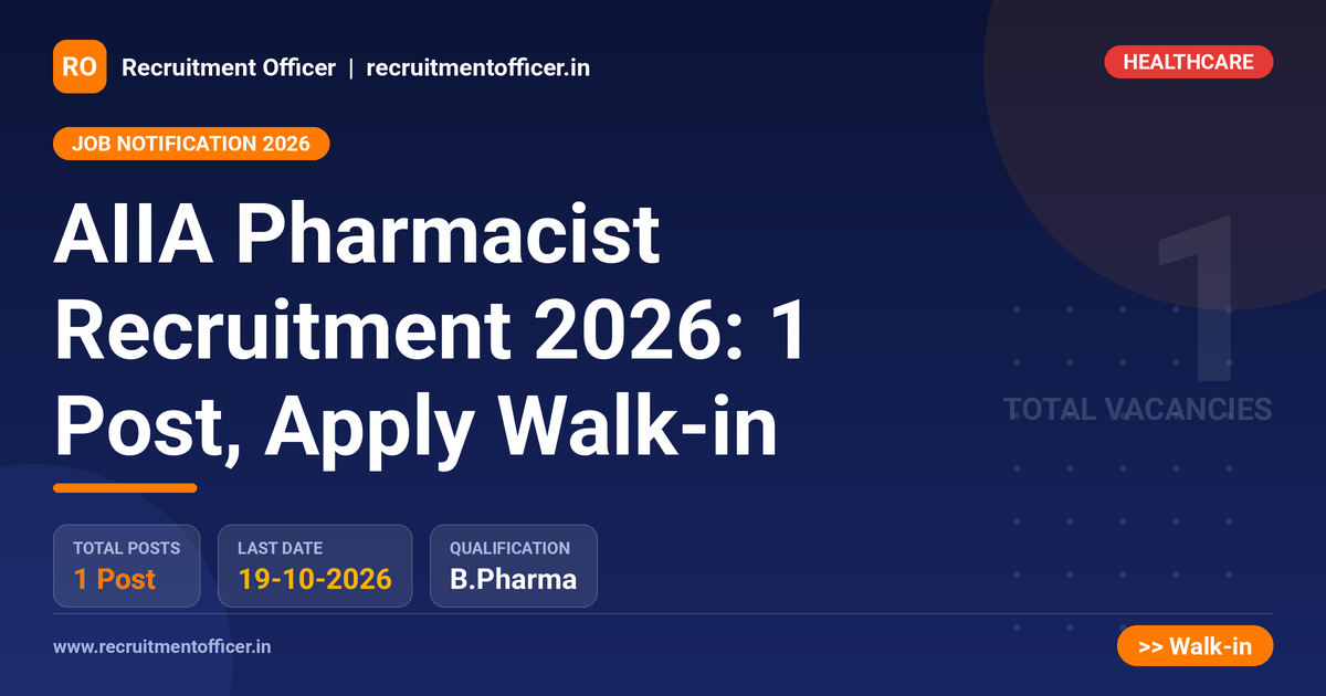 AIIA Pharmacist Recruitment 2026: 1 Post, Apply Walk-in 1 AIIA Pharmacist Recruitment 2026: 1 Post, Apply Walk-in - NRAI nrai.in