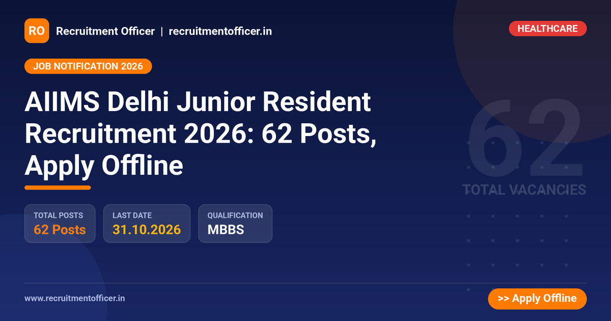 AIIMS Delhi Junior Resident Recruitment 2026: 62 Posts, Apply Offline 1 AIIMS Delhi Junior Resident Recruitment 2026: 62 Posts, Apply Offline - NRAI nrai.in