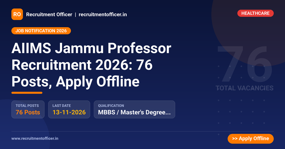 AIIMS Jammu Professor Recruitment 2026: 76 Posts, Apply Offline 1 AIIMS Jammu Professor Recruitment 2026: 76 Posts, Apply Offline - NRAI nrai.in