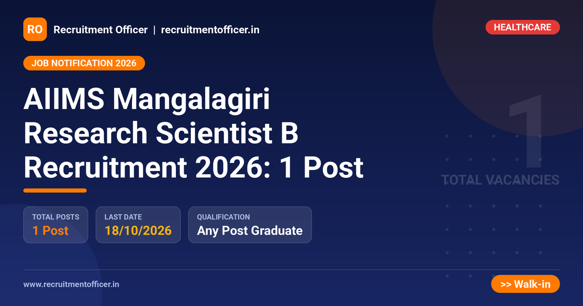 AIIMS Mangalagiri Research Scientist B Recruitment 2026: 1 Post 1 AIIMS Mangalagiri Research Scientist B Recruitment 2026: 1 Post - NRAI nrai.in
