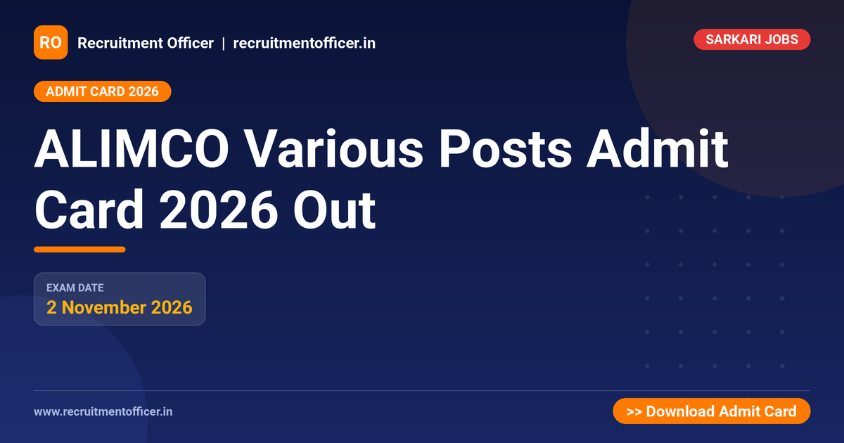 ALIMCO Various Posts Admit Card 2026 Out - NRAI nrai.in
