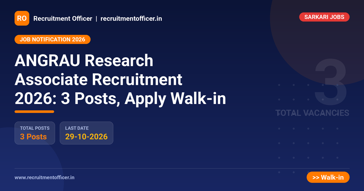 ANGRAU Research Associate Recruitment 2026: 3 Posts, Apply Walk-in 1 ANGRAU Research Associate Recruitment 2026: 3 Posts, Apply Walk-in - NRAI nrai.in