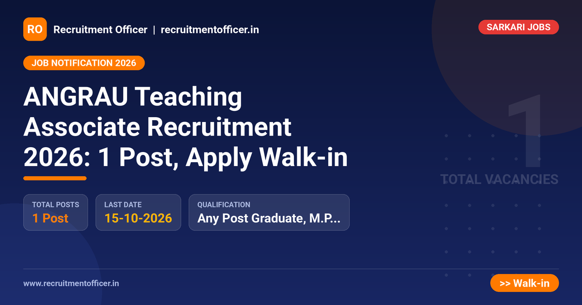 ANGRAU Teaching Associate Recruitment 2026: 1 Post, Apply Walk-in - NRAI nrai.in