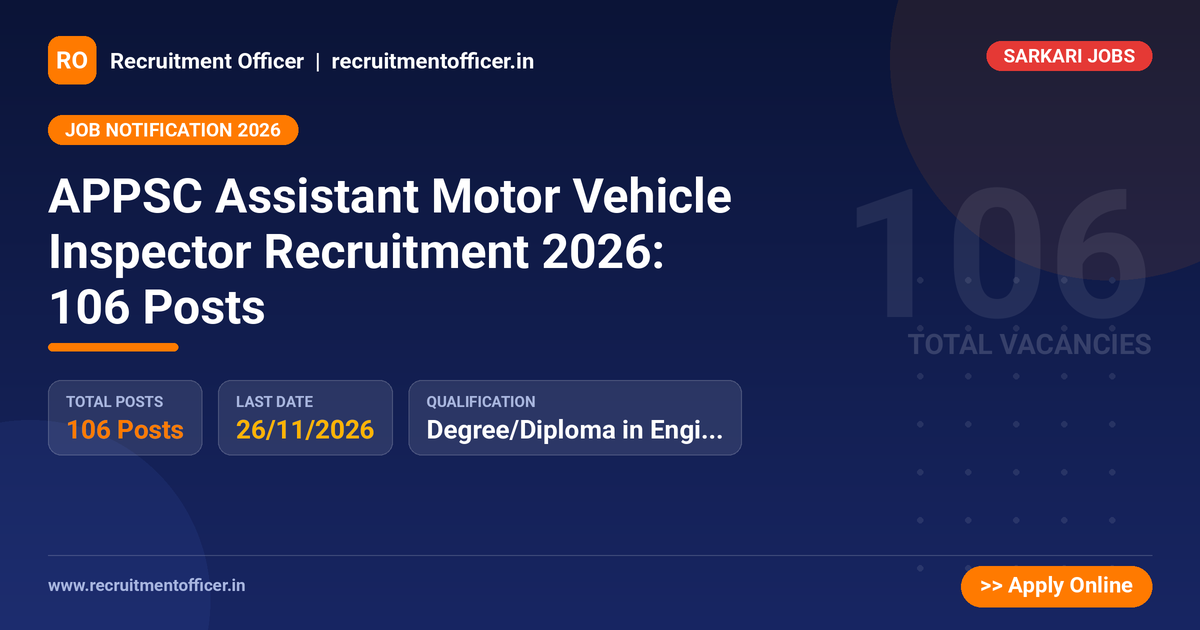 APPSC Assistant Motor Vehicle Inspector Recruitment 2026: 106 Posts - NRAI nrai.in