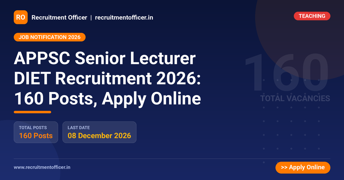 APPSC Senior Lecturer DIET Recruitment 2026: 160 Posts, Apply Online - NRAI nrai.in