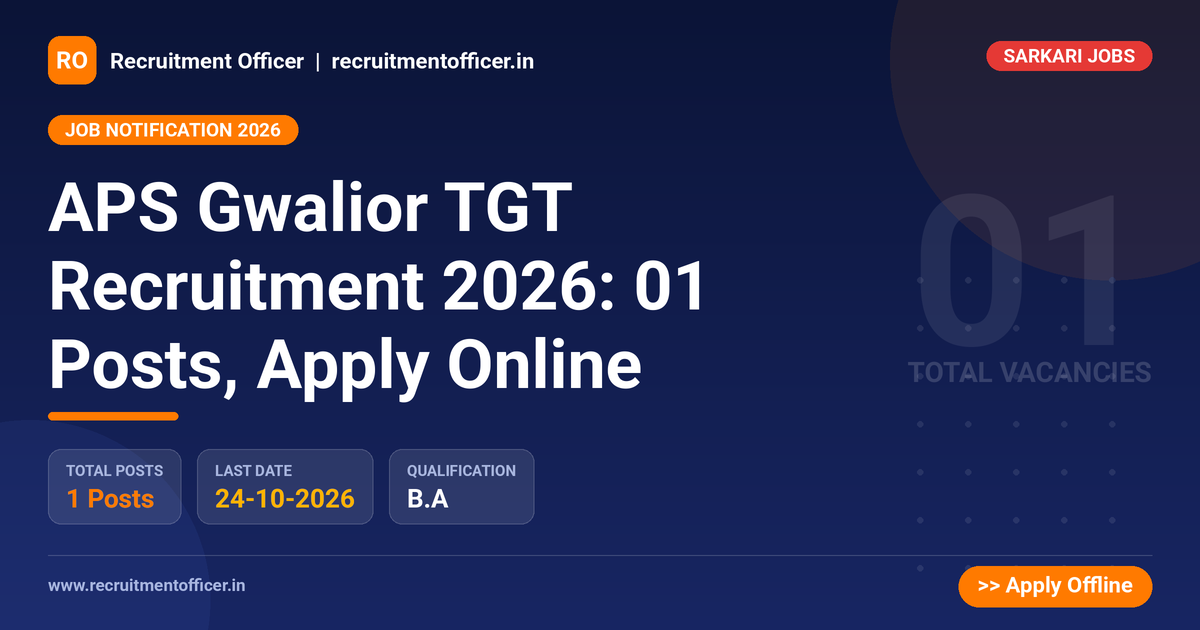 APS Gwalior TGT Recruitment 2026: 01 Posts, Apply Online 1 APS Gwalior TGT Recruitment 2026: 01 Posts, Apply Online - NRAI nrai.in