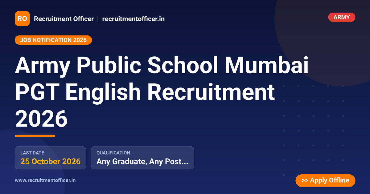Army Public School Mumbai PGT English Recruitment 2026 - NRAI nrai.in