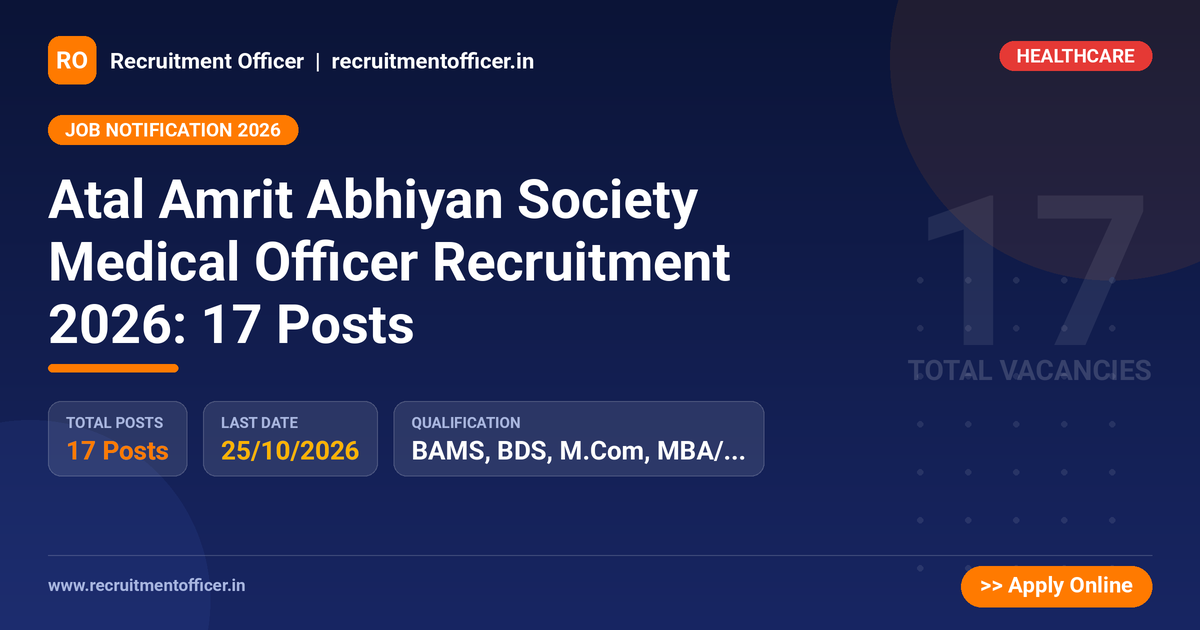 Atal Amrit Abhiyan Society Medical Officer Recruitment 2026: 17 Posts 1 Atal Amrit Abhiyan Society Medical Officer Recruitment 2026: 17 Posts - NRAI nrai.in