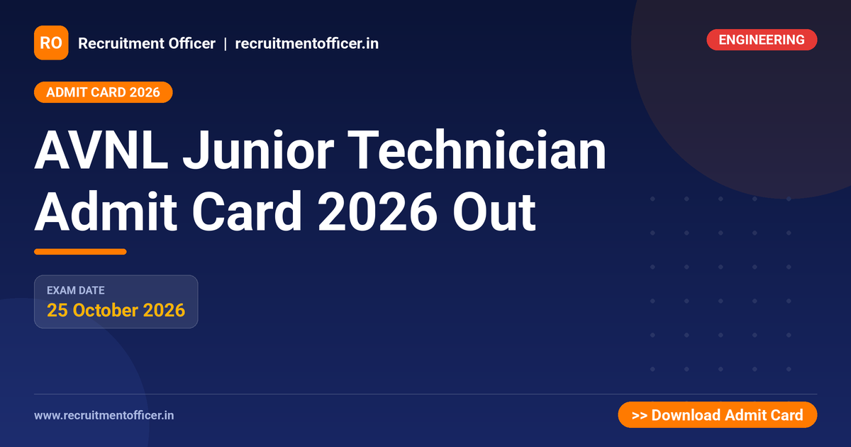 AVNL Junior Technician Admit Card 2026 Out - NRAI nrai.in