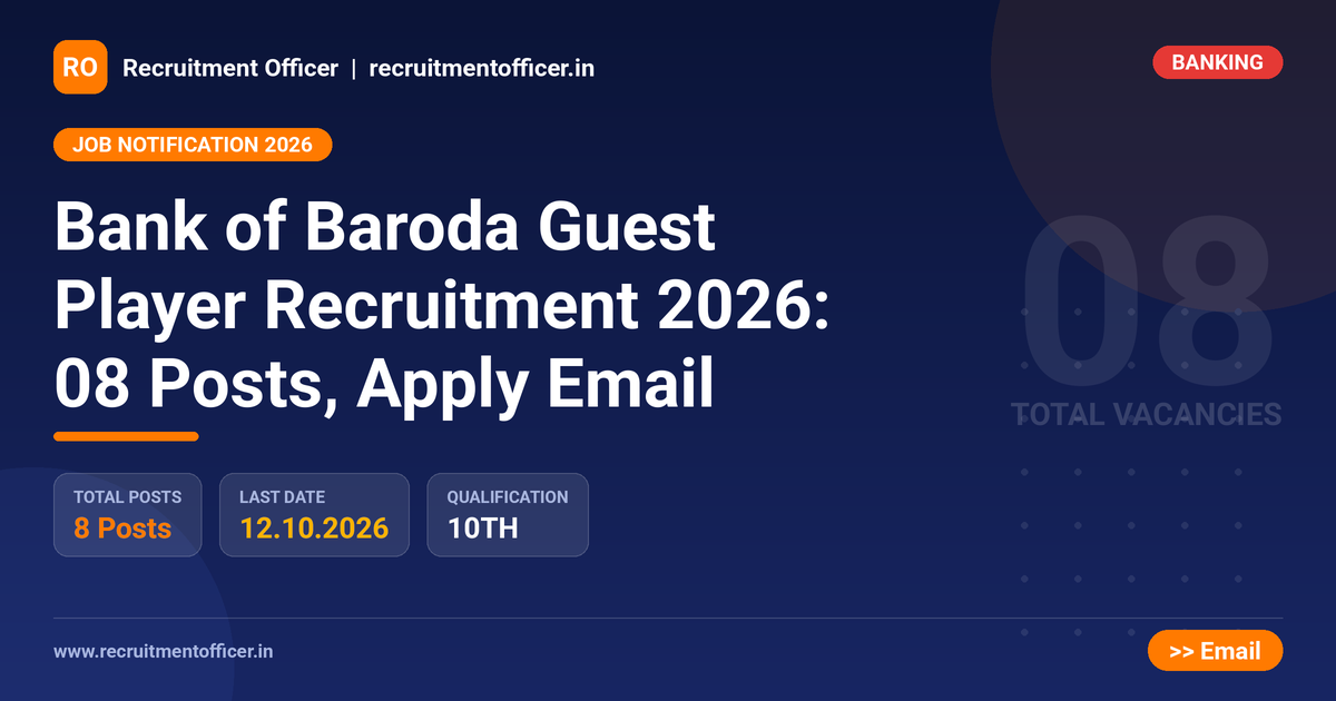 Bank of Baroda Guest Player Recruitment 2026: 08 Posts, Apply Email - NRAI nrai.in