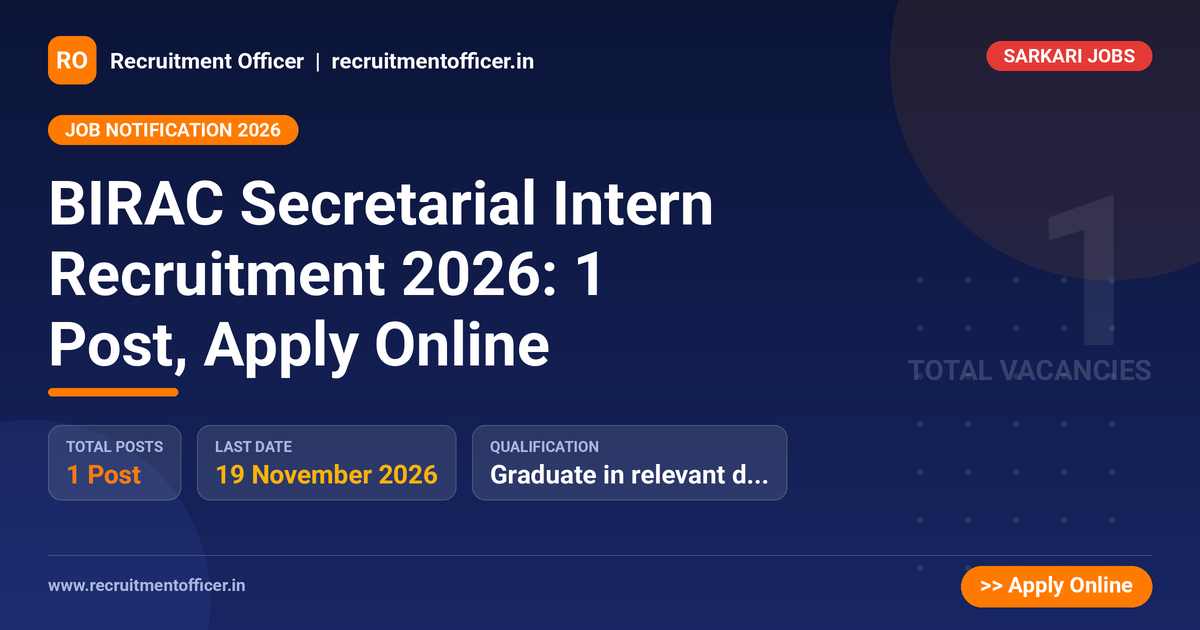 BIRAC Secretarial Intern Recruitment 2026: 1 Post, Apply Online - NRAI nrai.in
