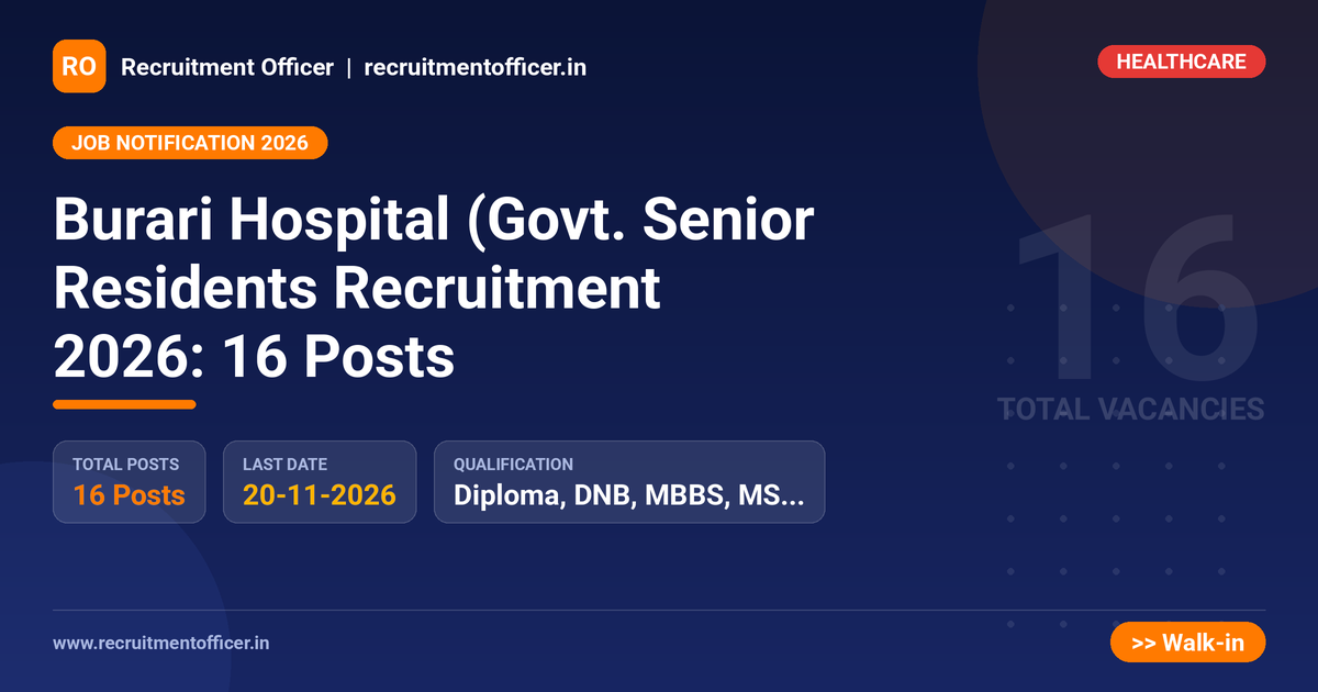 Burari Hospital (Govt. Senior Residents Recruitment 2026: 16 Posts 1 Burari Hospital (Govt. Senior Residents Recruitment 2026: 16 Posts - NRAI nrai.in
