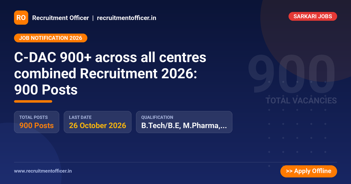 C-DAC 900+ across all centres combined Recruitment 2026: 900 Posts - NRAI nrai.in