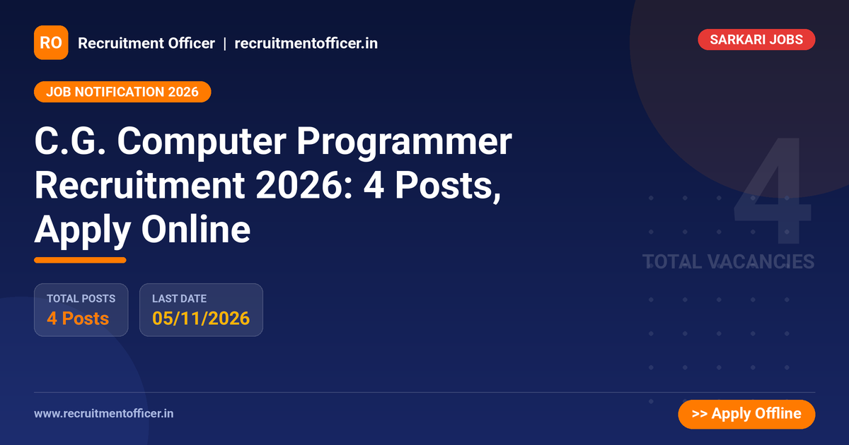 C.G. Computer Programmer Recruitment 2026: 4 Posts, Apply Online - NRAI nrai.in