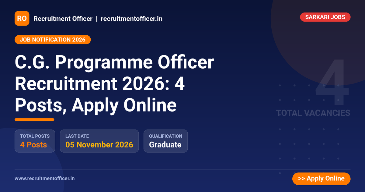 C.G. Programme Officer Recruitment 2026: 4 Posts, Apply Online 1 C.G. Programme Officer Recruitment 2026: 4 Posts, Apply Online - NRAI nrai.in