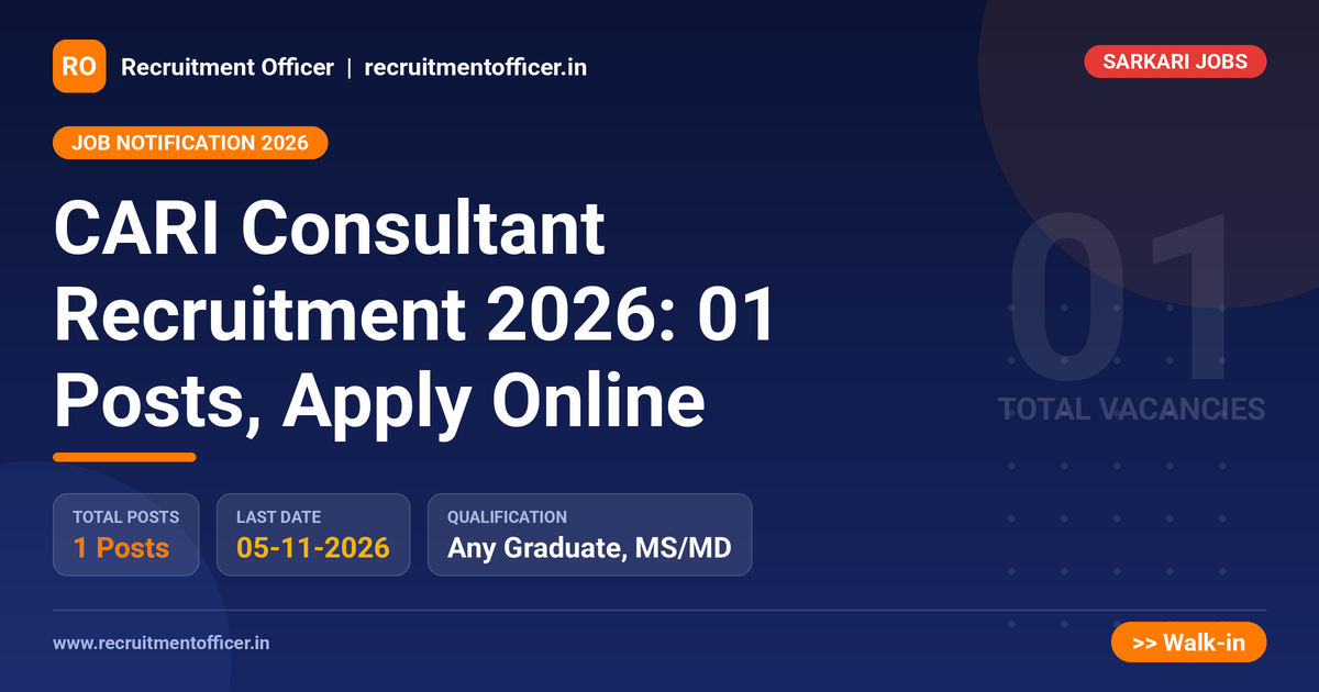 CARI Consultant Recruitment 2026: 01 Posts, Apply Online 1 CARI Consultant Recruitment 2026: 01 Posts, Apply Online - NRAI nrai.in