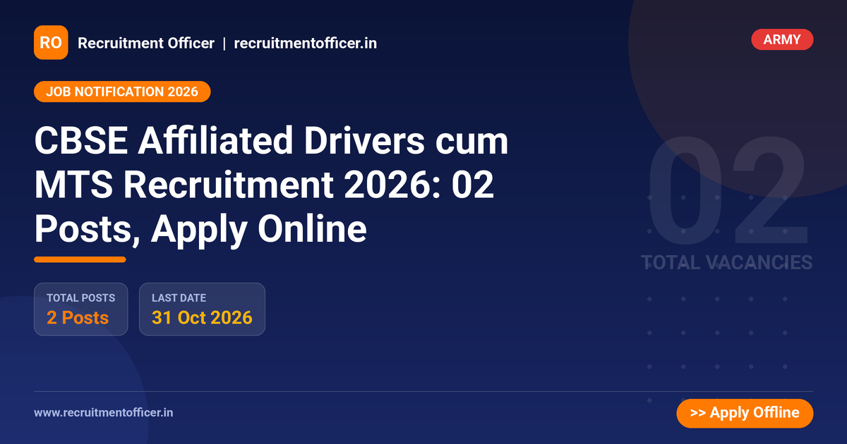 CBSE Affiliated Drivers cum MTS Recruitment 2026: 02 Posts, Apply Online - NRAI nrai.in