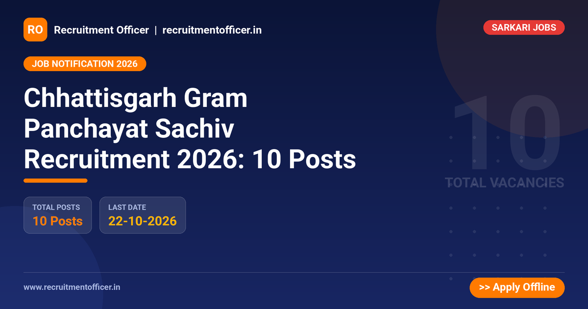 Chhattisgarh Gram Panchayat Sachiv Recruitment 2026: 10 Posts - NRAI nrai.in