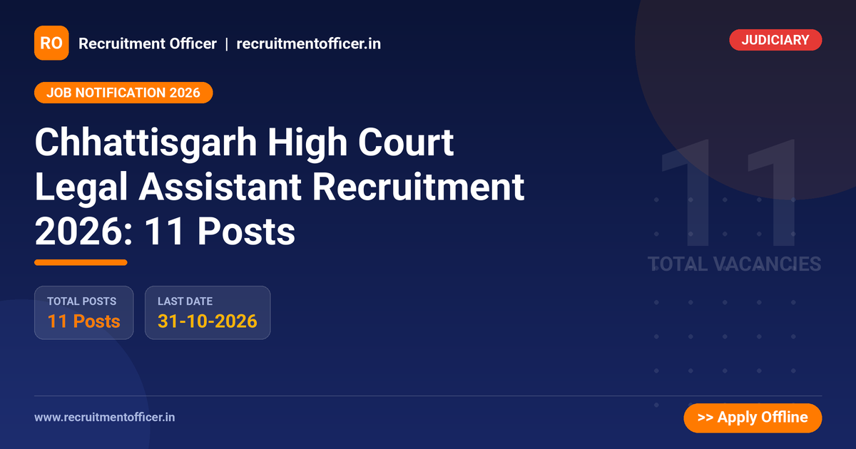 Chhattisgarh High Court Legal Assistant Recruitment 2026: 11 Posts - NRAI nrai.in