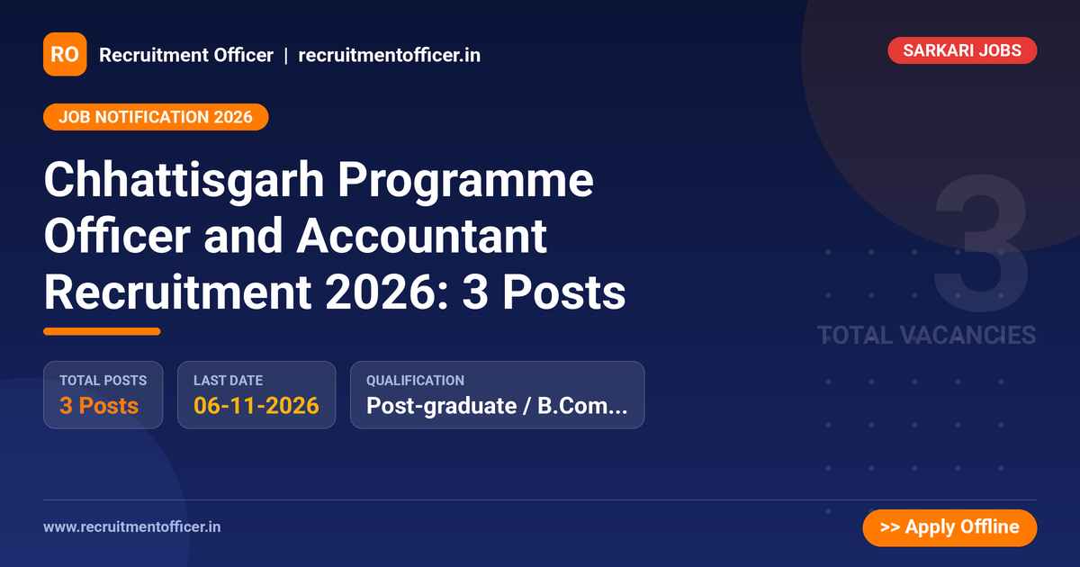 Chhattisgarh Programme Officer and Accountant Recruitment 2026: 3 Posts - NRAI nrai.in