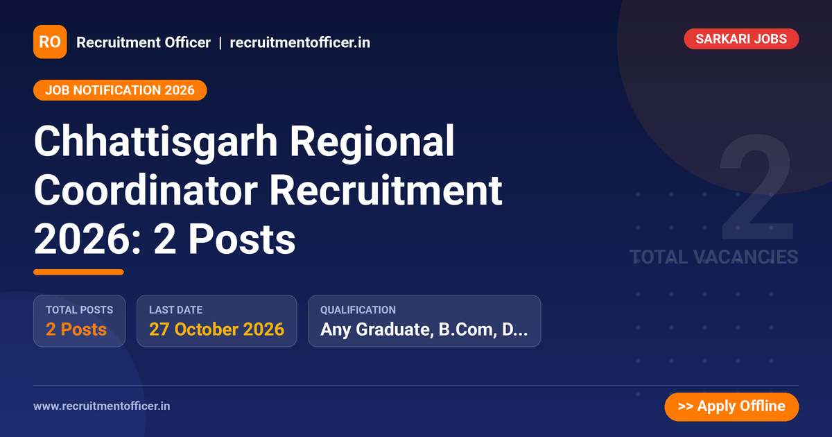 Chhattisgarh Regional Coordinator Recruitment 2026: 2 Posts - NRAI nrai.in