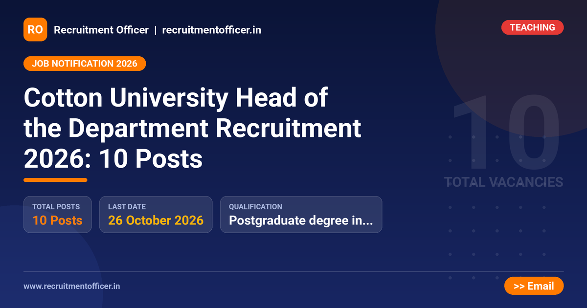Cotton University Head of the Department Recruitment 2026: 10 Posts 1 Cotton University Head of the Department Recruitment 2026: 10 Posts - NRAI nrai.in