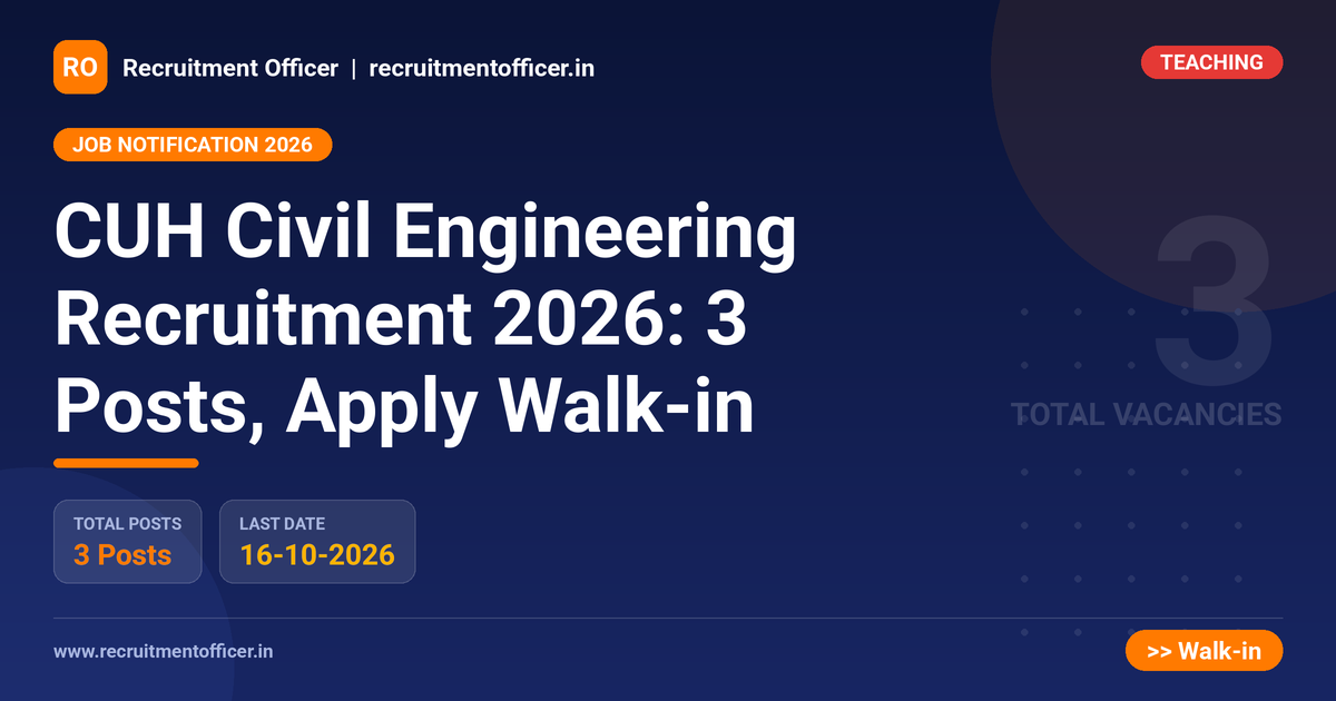 CUH Civil Engineering Recruitment 2026: 3 Posts, Apply Walk-in - NRAI nrai.in