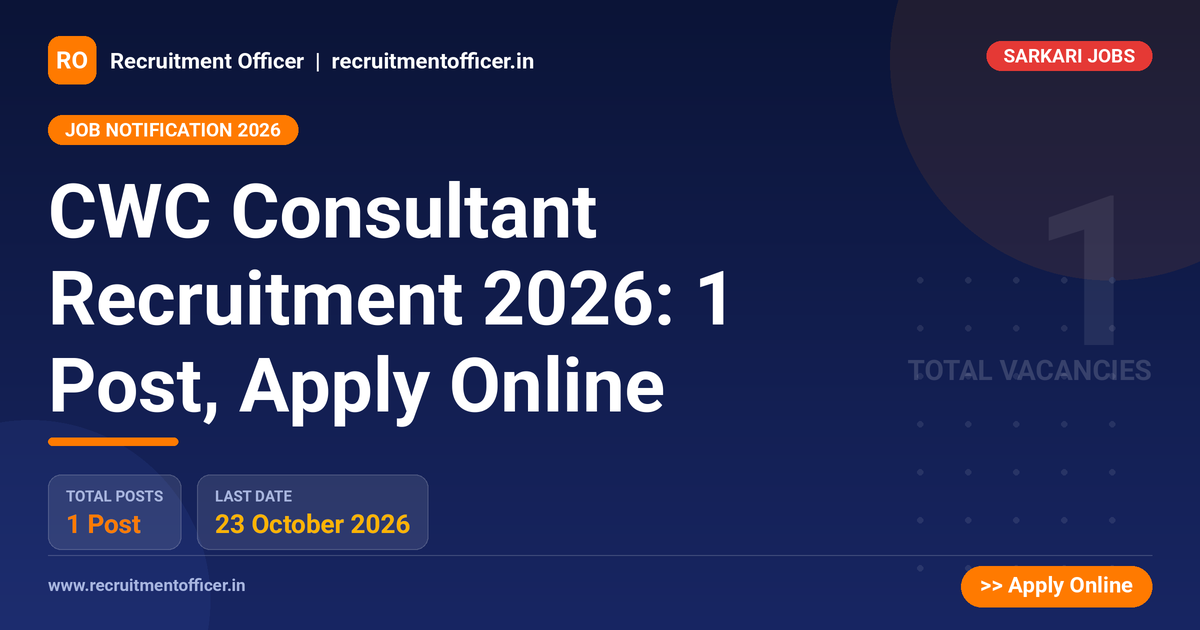 CWC Consultant Recruitment 2026: 1 Post, Apply Online 1 CWC Consultant Recruitment 2026: 1 Post, Apply Online - NRAI nrai.in