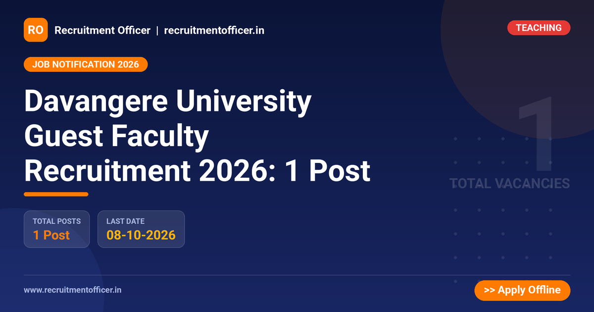Davangere University Guest Faculty Recruitment 2026: 1 Post - NRAI nrai.in