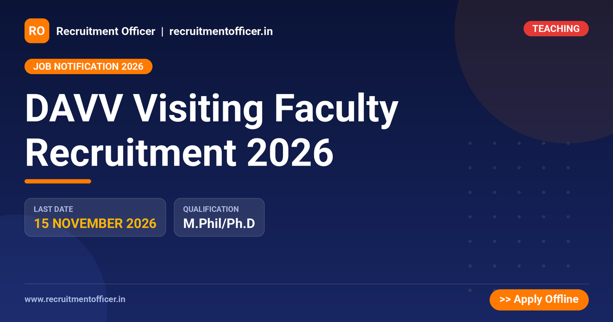 DAVV Visiting Faculty Recruitment 2026 - NRAI nrai.in