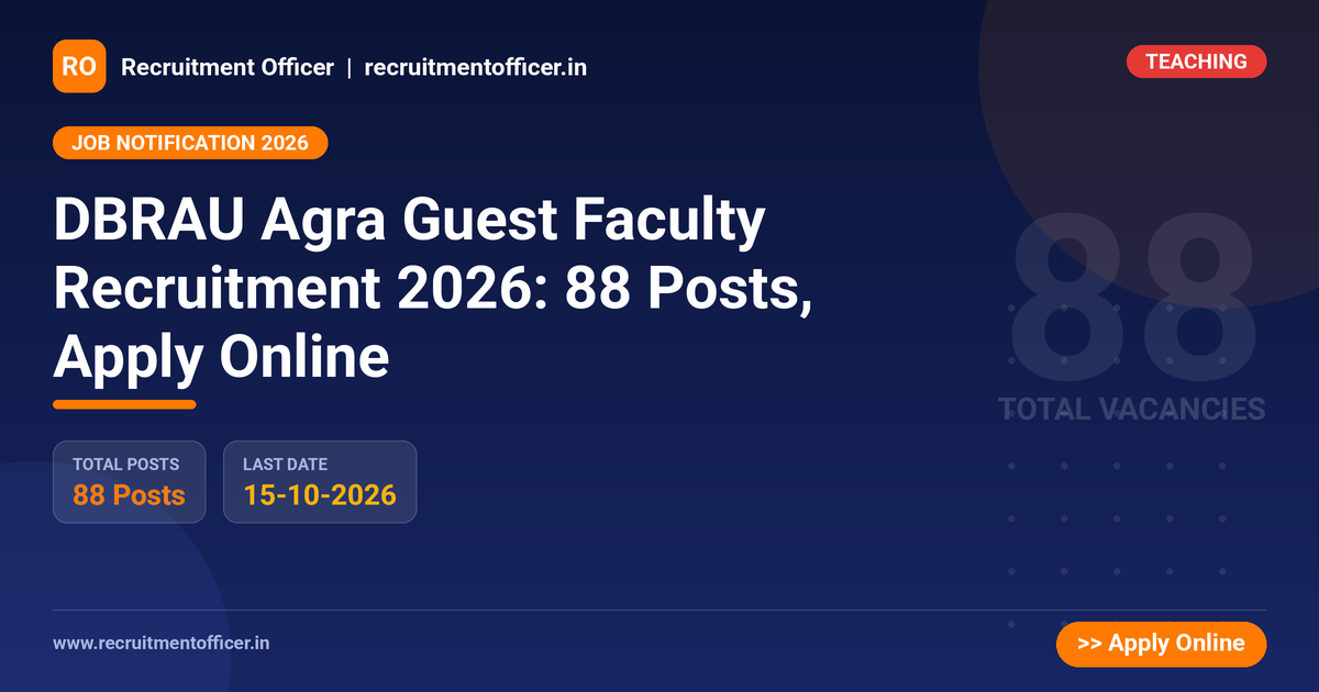 DBRAU Agra Guest Faculty Recruitment 2026: 88 Posts, Apply Online 1 DBRAU Agra Guest Faculty Recruitment 2026: 88 Posts, Apply Online - NRAI nrai.in