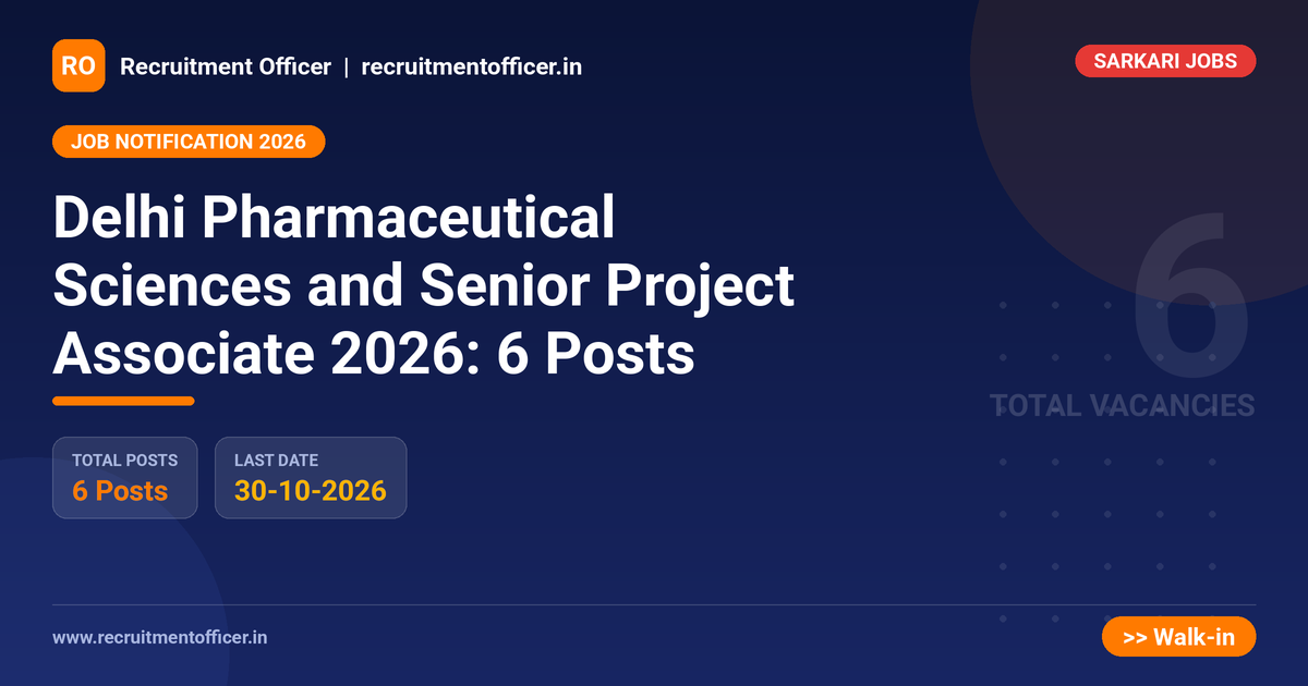 Delhi Pharmaceutical Sciences and Senior Project Associate 2026: 6 Posts 1 Delhi Pharmaceutical Sciences and Senior Project Associate 2026: 6 Posts - NRAI nrai.in