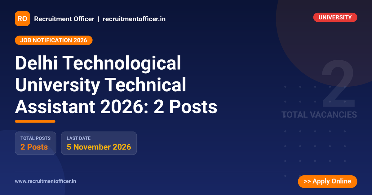 Delhi Technological University Technical Assistant 2026: 2 Posts 1 Delhi Technological University Technical Assistant 2026: 2 Posts - NRAI nrai.in