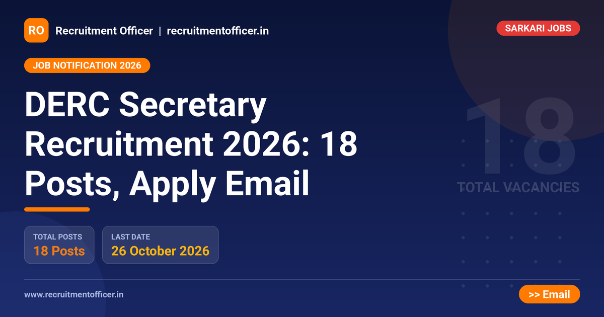 DERC Secretary Recruitment 2026: 18 Posts, Apply Email - NRAI nrai.in