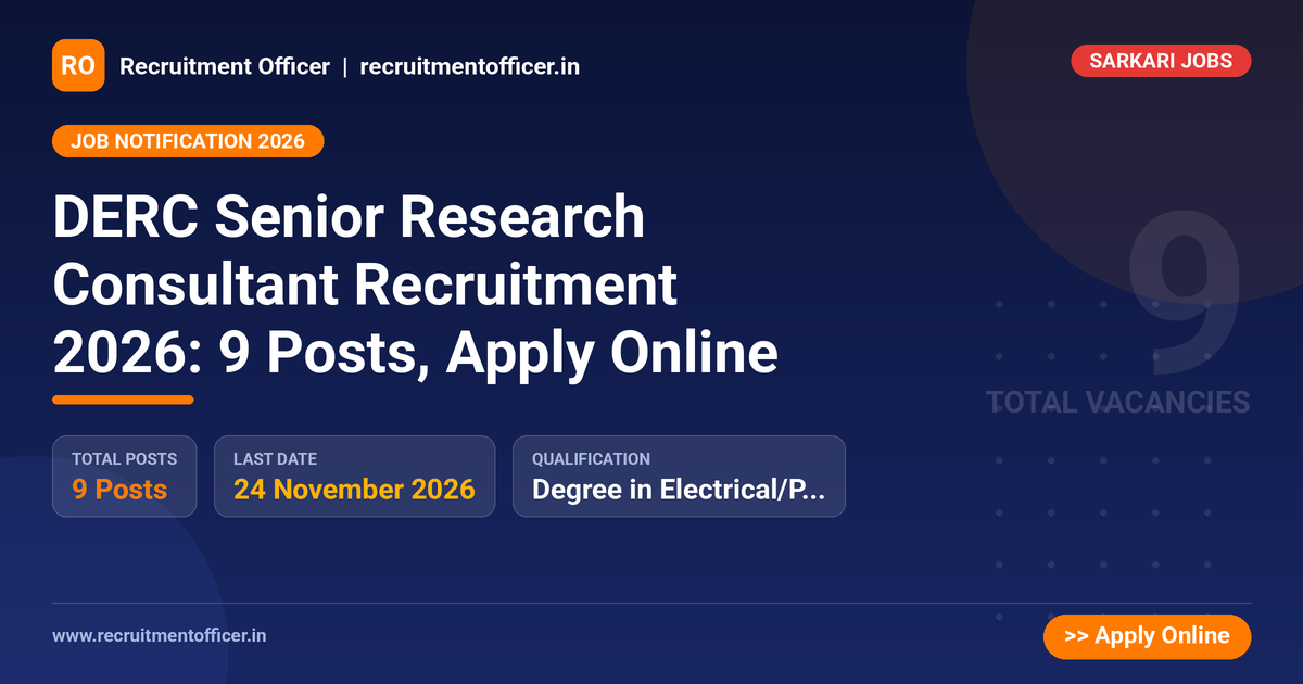 DERC Senior Research Consultant Recruitment 2026: 9 Posts, Apply Online - NRAI nrai.in