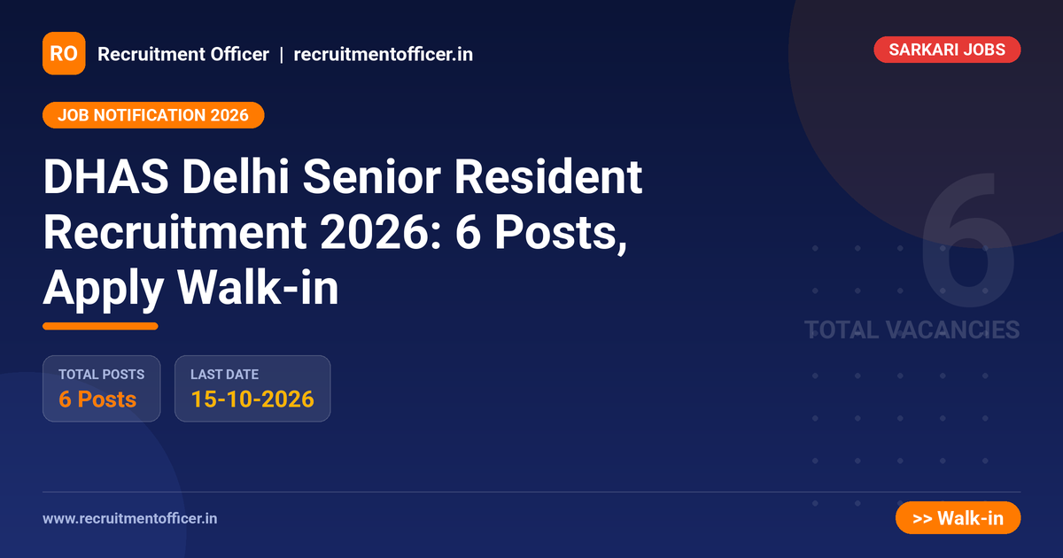DHAS Delhi Senior Resident Recruitment 2026: 6 Posts, Apply Walk-in - NRAI nrai.in