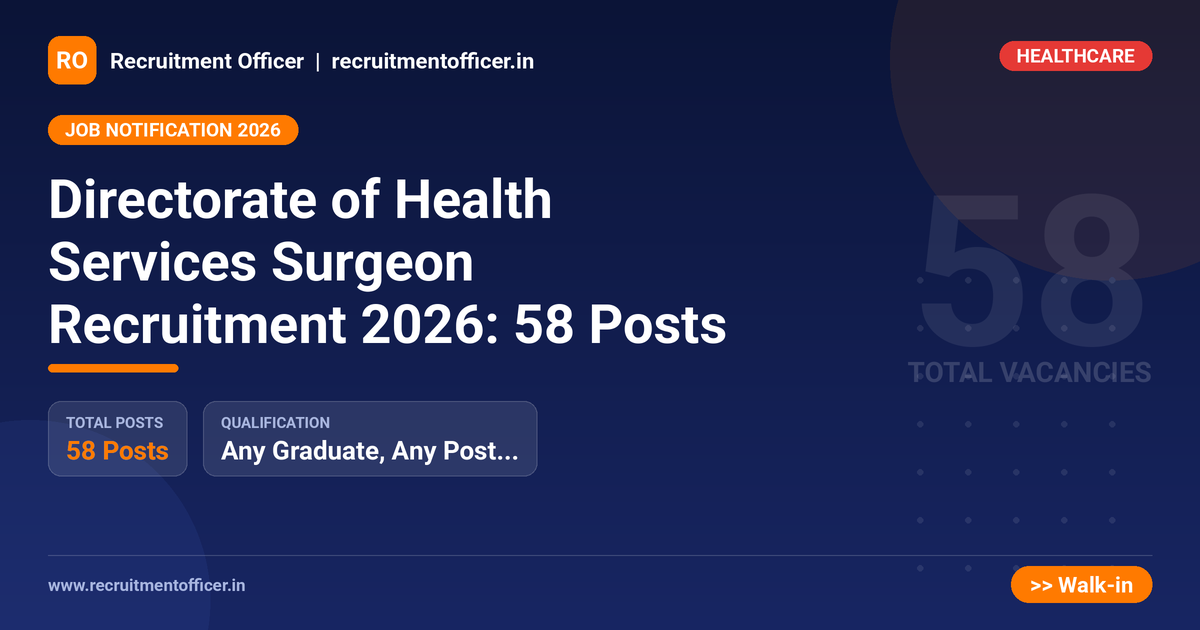 Directorate of Health Services Surgeon Recruitment 2026: 58 Posts - NRAI nrai.in