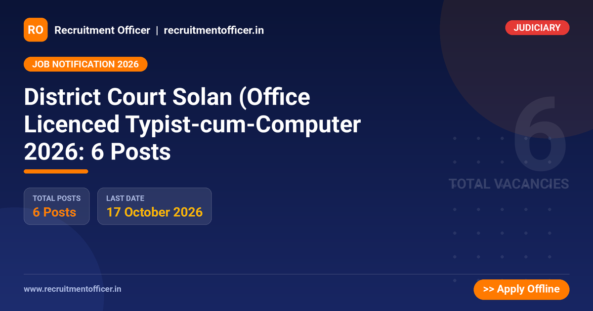 District Court Solan (Office Licenced Typist-cum-Computer 2026: 6 Posts 1 District Court Solan (Office Licenced Typist-cum-Computer 2026: 6 Posts - NRAI nrai.in
