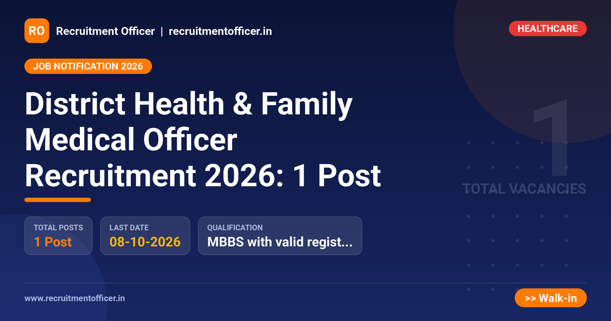 District Health & Family Medical Officer Recruitment 2026: 1 Post 1 District Health & Family Medical Officer Recruitment 2026: 1 Post - NRAI nrai.in