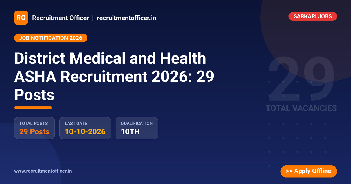 District Medical and Health ASHA Recruitment 2026: 29 Posts 1 District Medical and Health ASHA Recruitment 2026: 29 Posts - NRAI nrai.in
