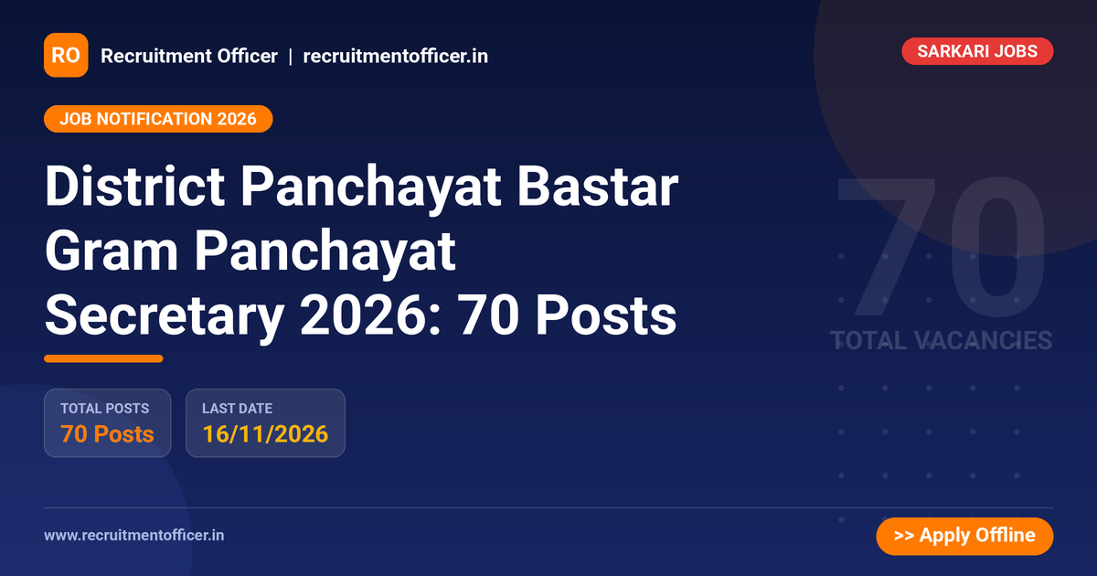 District Panchayat Bastar Gram Panchayat Secretary 2026: 70 Posts - NRAI nrai.in