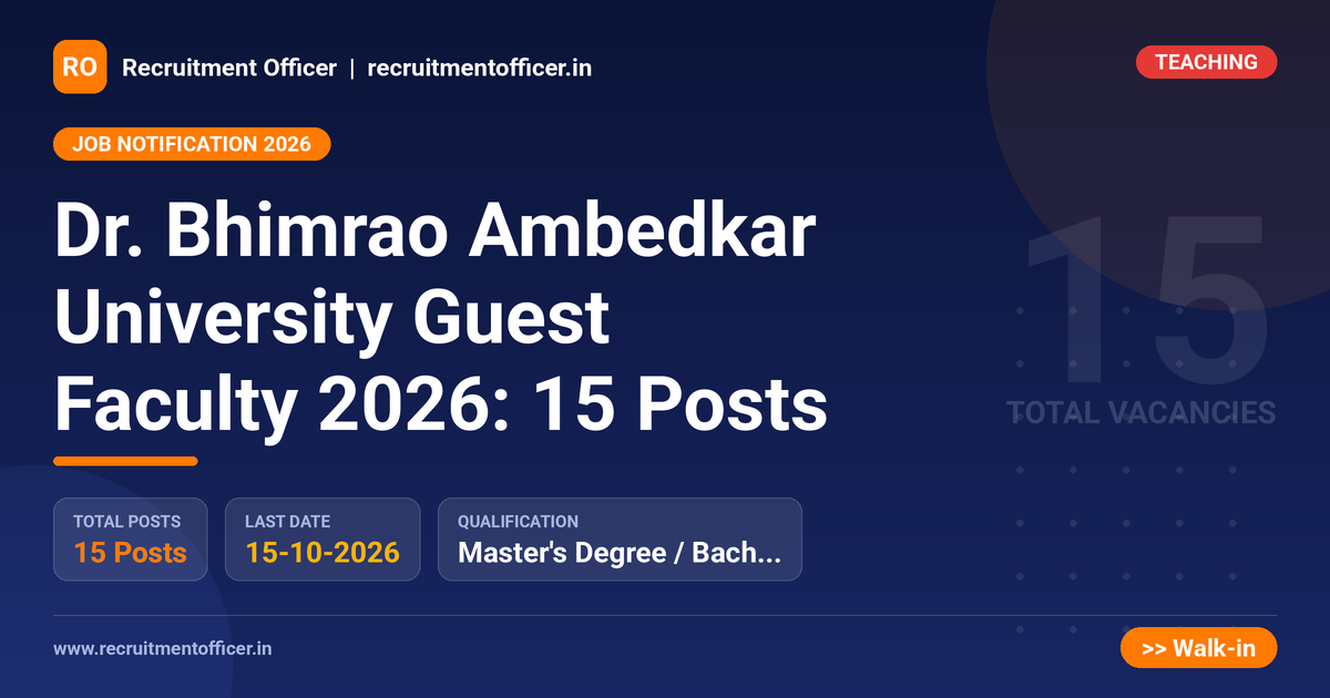 Dr. Bhimrao Ambedkar University Guest Faculty 2026: 15 Posts - NRAI nrai.in