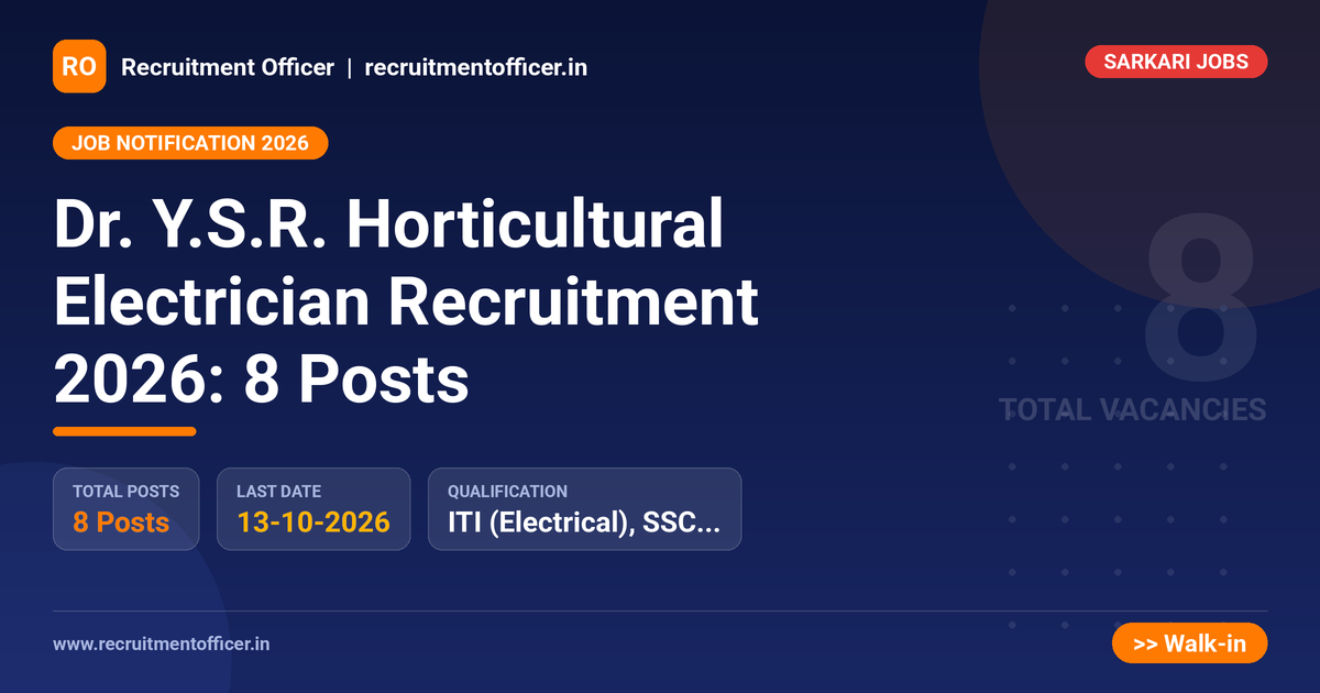 Dr. Y.S.R. Horticultural Electrician Recruitment 2026: 8 Posts 1 Dr. Y.S.R. Horticultural Electrician Recruitment 2026: 8 Posts - NRAI nrai.in