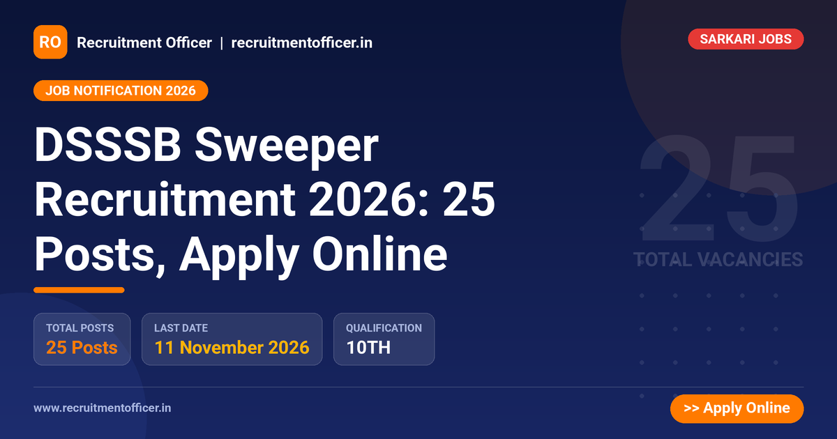 DSSSB Sweeper Recruitment 2026: 25 Posts, Apply Online - NRAI nrai.in