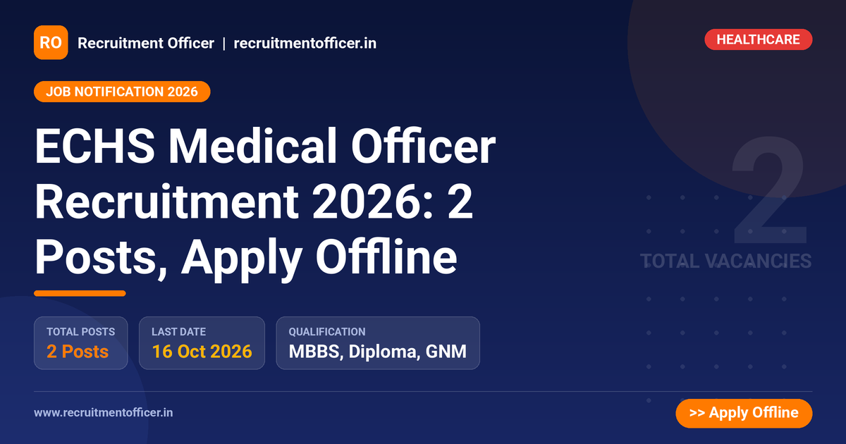 ECHS Medical Officer Recruitment 2026: 2 Posts, Apply Offline - NRAI nrai.in