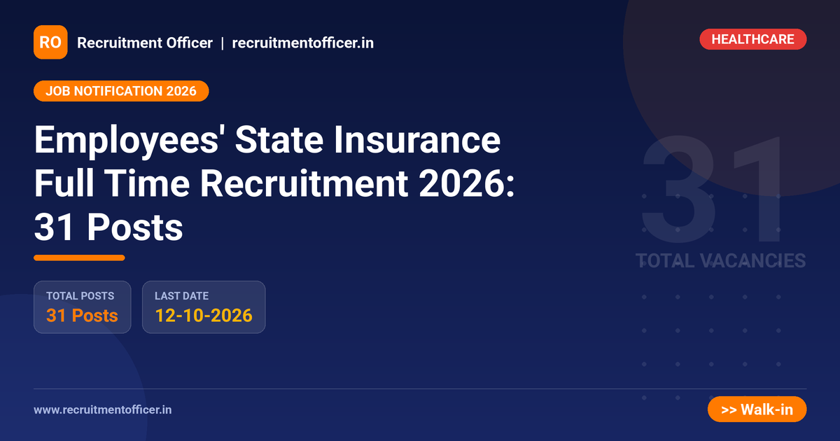 Employees' State Insurance Full Time Recruitment 2026: 31 Posts 1 Employees' State Insurance Full Time Recruitment 2026: 31 Posts - NRAI nrai.in
