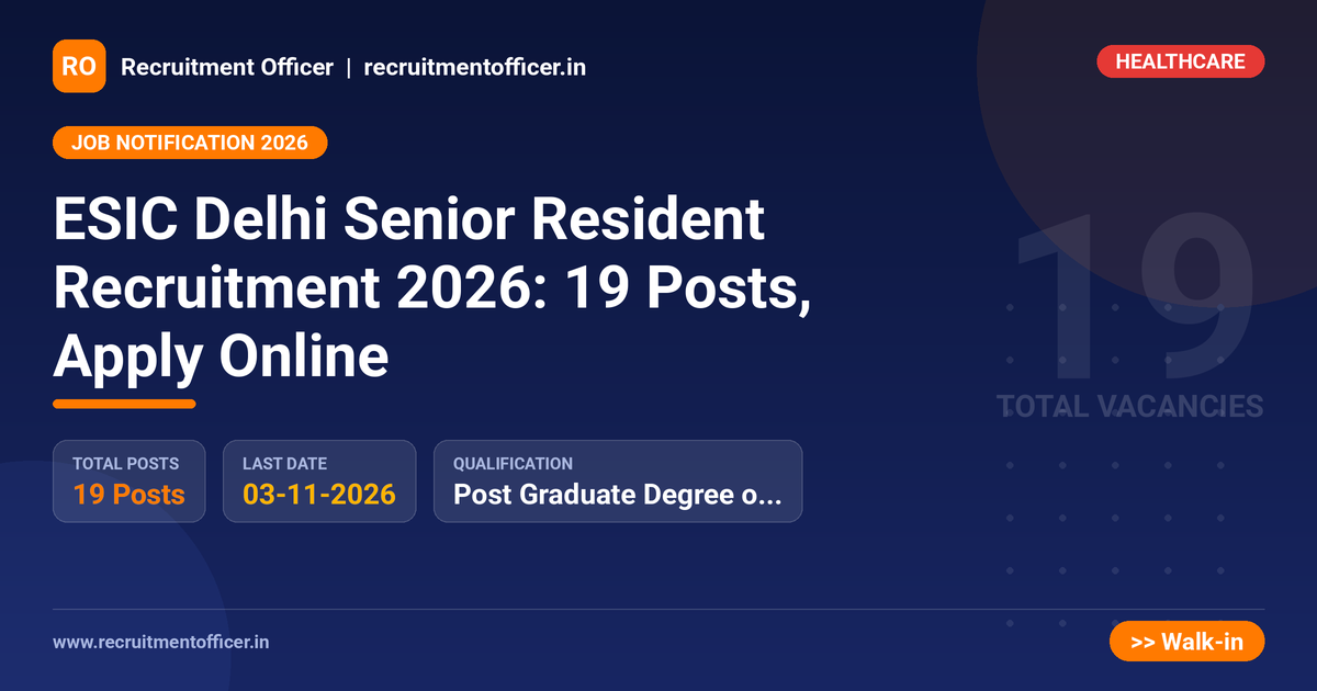 ESIC Delhi Senior Resident Recruitment 2026: 19 Posts, Apply Online 1 ESIC Delhi Senior Resident Recruitment 2026: 19 Posts, Apply Online - NRAI nrai.in