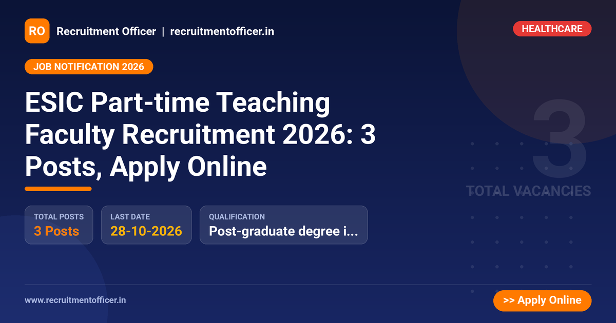ESIC Part-time Teaching Faculty Recruitment 2026: 3 Posts, Apply Online - NRAI nrai.in